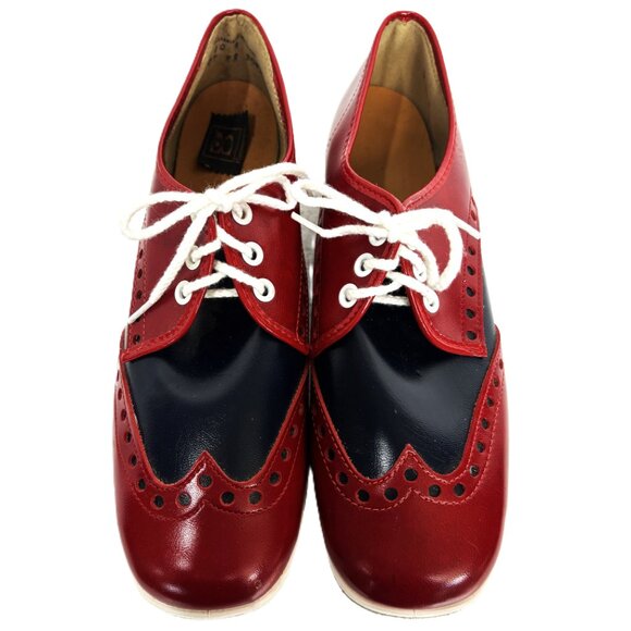 Brunswick Bowling 50’s Style Saddle Shoes Red Blue VTG - Picture 2 of 15